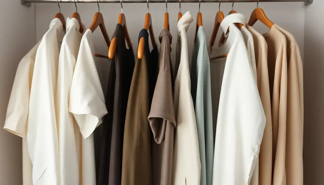 An illustration of a minimalist wardrobe emphasizing quality and simplicity.