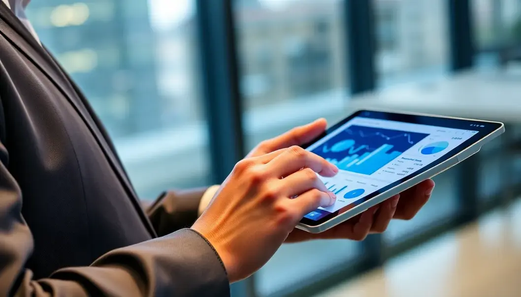 A professional using an advanced budgeting app with real-time AI insights.